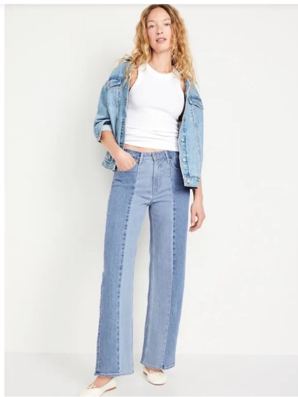 Old Navy High-Rise Two-Tone Wide Leg Jeans - Petite